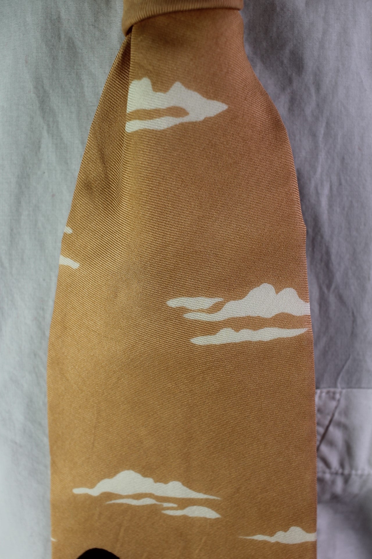 Vintage peach mountain sea and sky scene swing tie