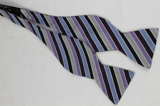 Multi Coloured Striped Silk Self Tie Thistle Bow Tie