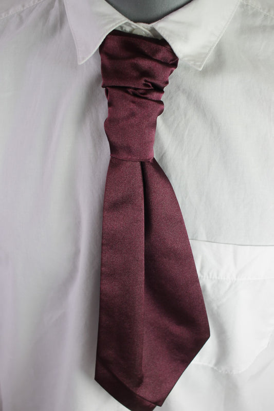 Vintage pre-tied dark red purple wedding satin cravats