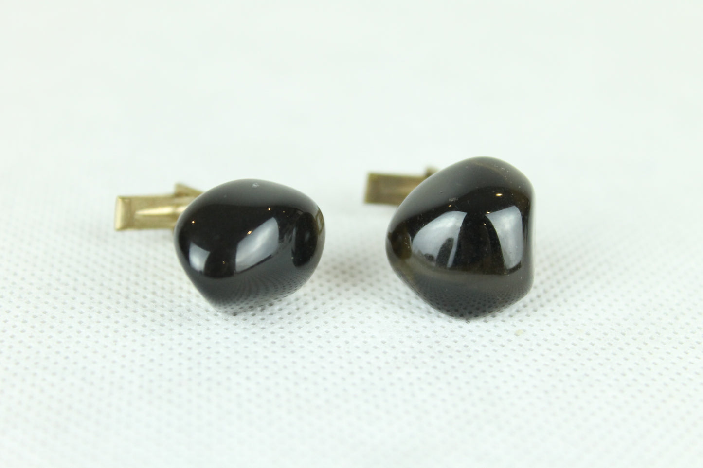 Vintage Gold Metal Black Stone Cufflinks