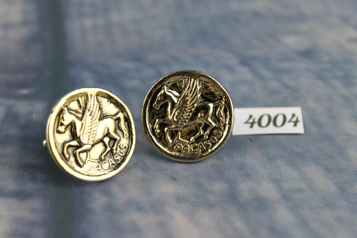 Vintage Large Gold Metal Cufflinks Pegasus