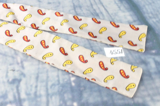 Superb Vintage Taupe Red Gold Paisley Pattern Self Tie Square End Paddle Bow Tie