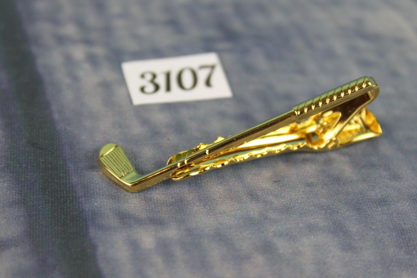 Gold Metal Tie Clip Golf Club