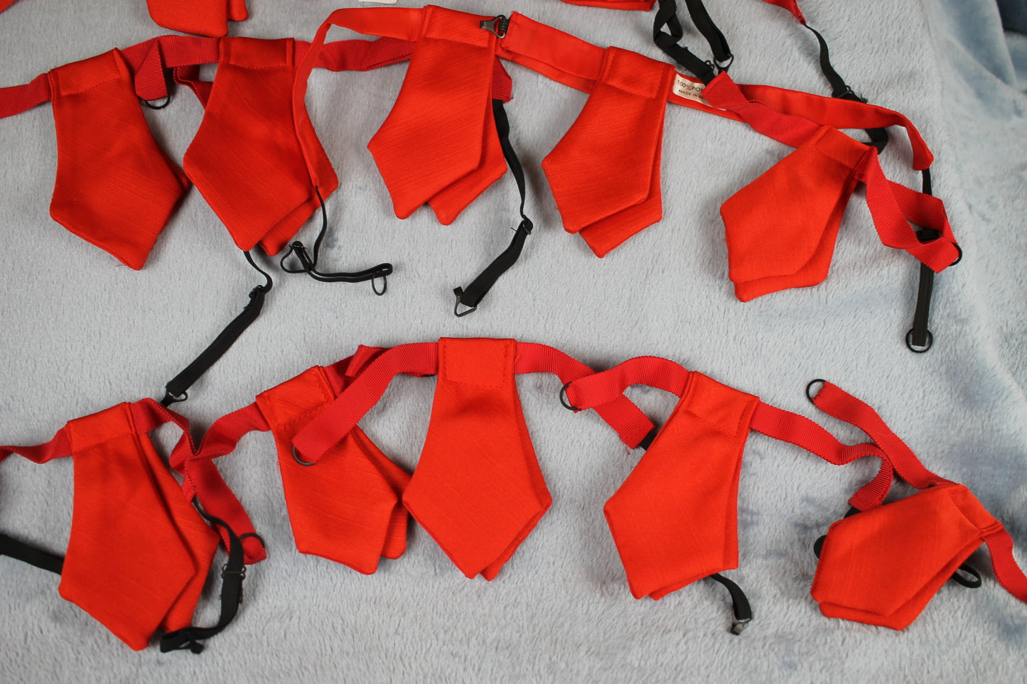 Vintage bulk buy red clip on neck ties dance troop theatre different sizes adjustable