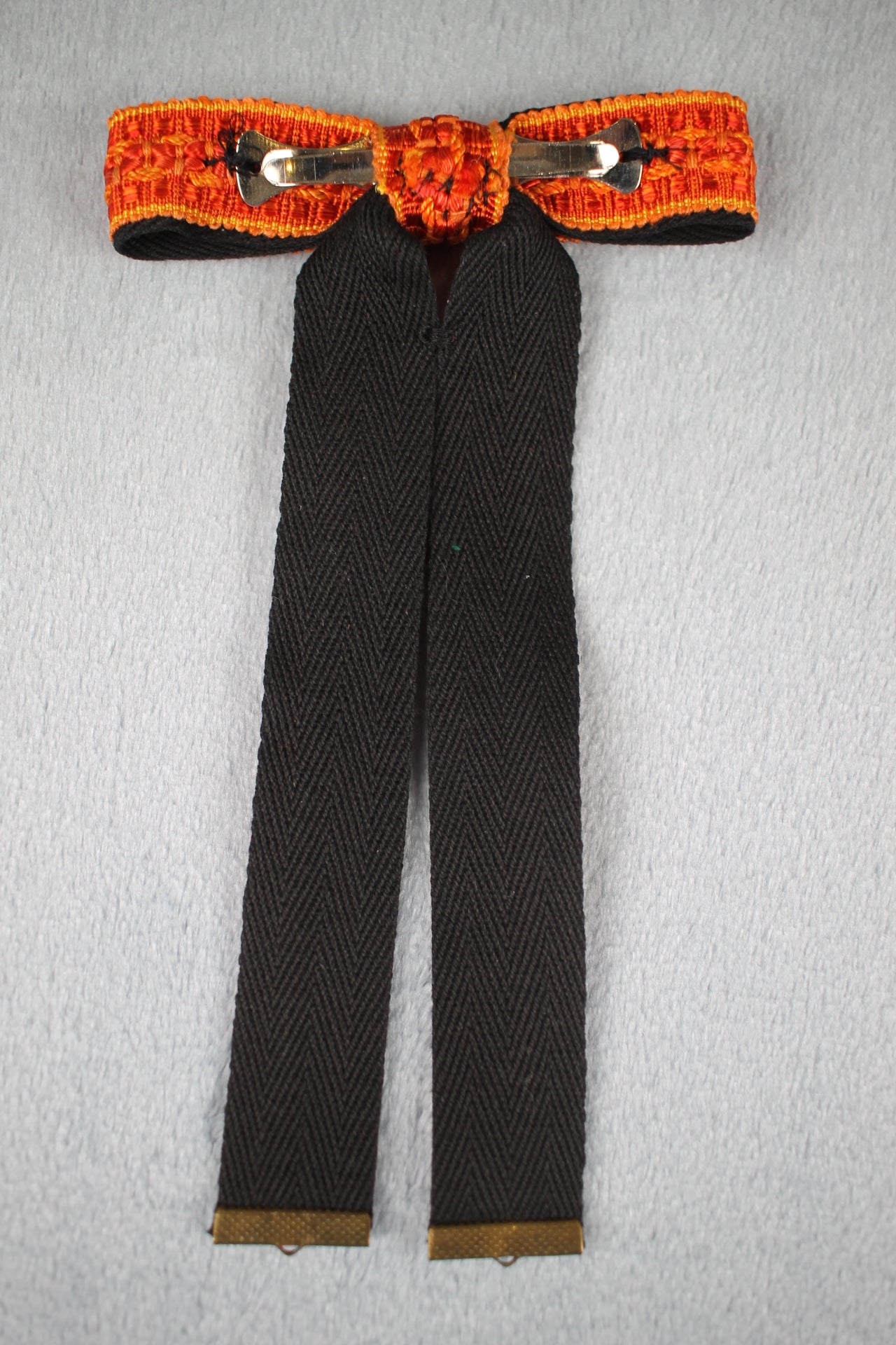 Vintage Style New Burnt Orange Black Clip On Western Cowboy Kentucky Bow Tie