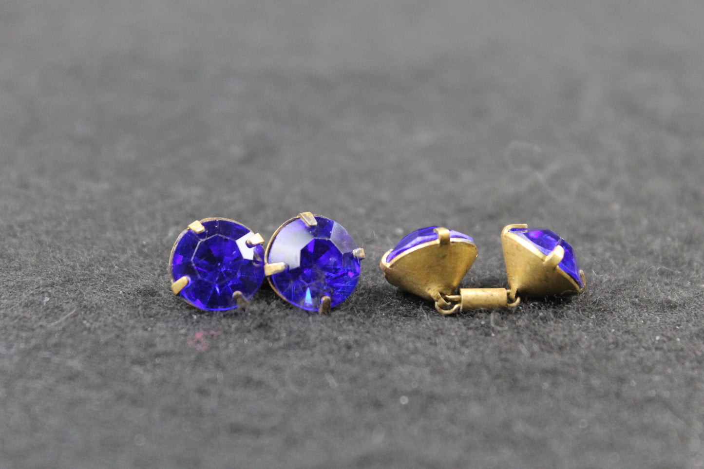 Vintage Blue Glass Faceted Gem Link Cufflinks