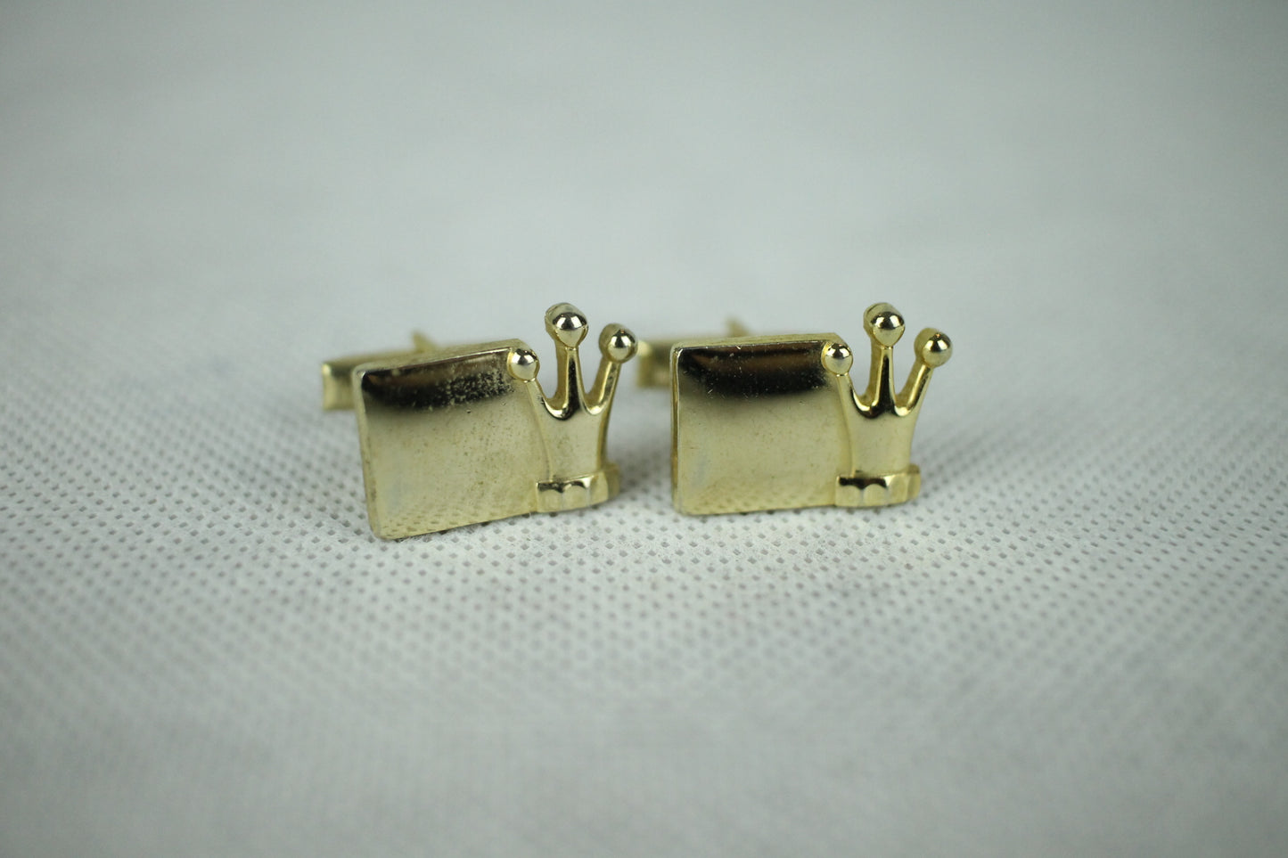 Vintage Gold Crown Oblong Cufflinks
