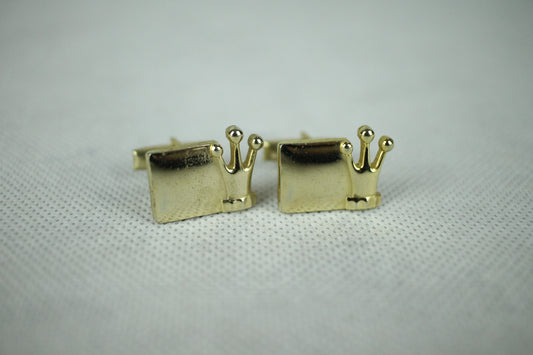 Vintage Gold Crown Oblong Cufflinks