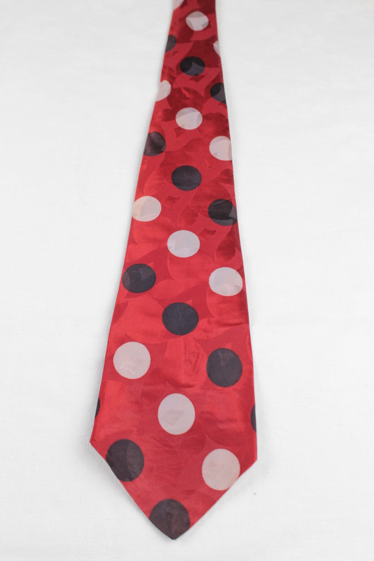 Vintage Hermans Red Blue grey polka dot Pattern Swing Tie 1940s/50s