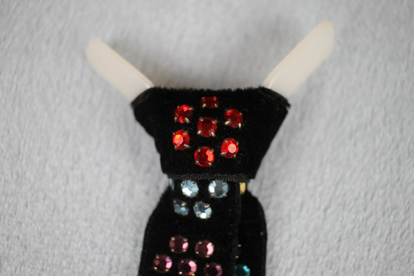 Vintage Norsoll Original Black Multicolour Gems Clip On Western Cowboy Kentucky Square Dance Bow Tie