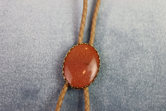 Vintage Oval Goldstone Cabochon Bolo Western Tie