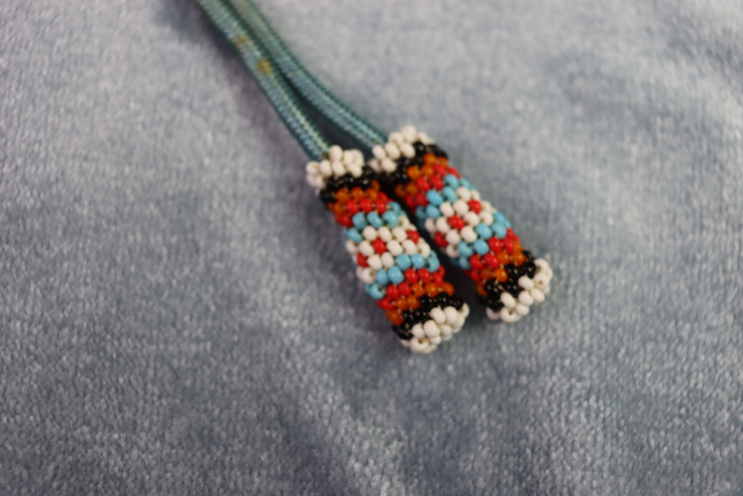 Vintage Tribal Eagle Beaded Bolo Western Tie