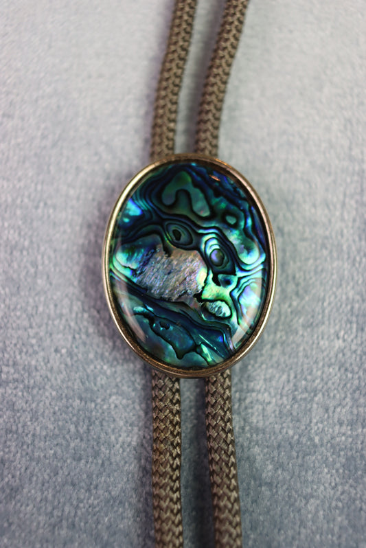 Vintage Oval Abalone Slide Bolo Western Tie