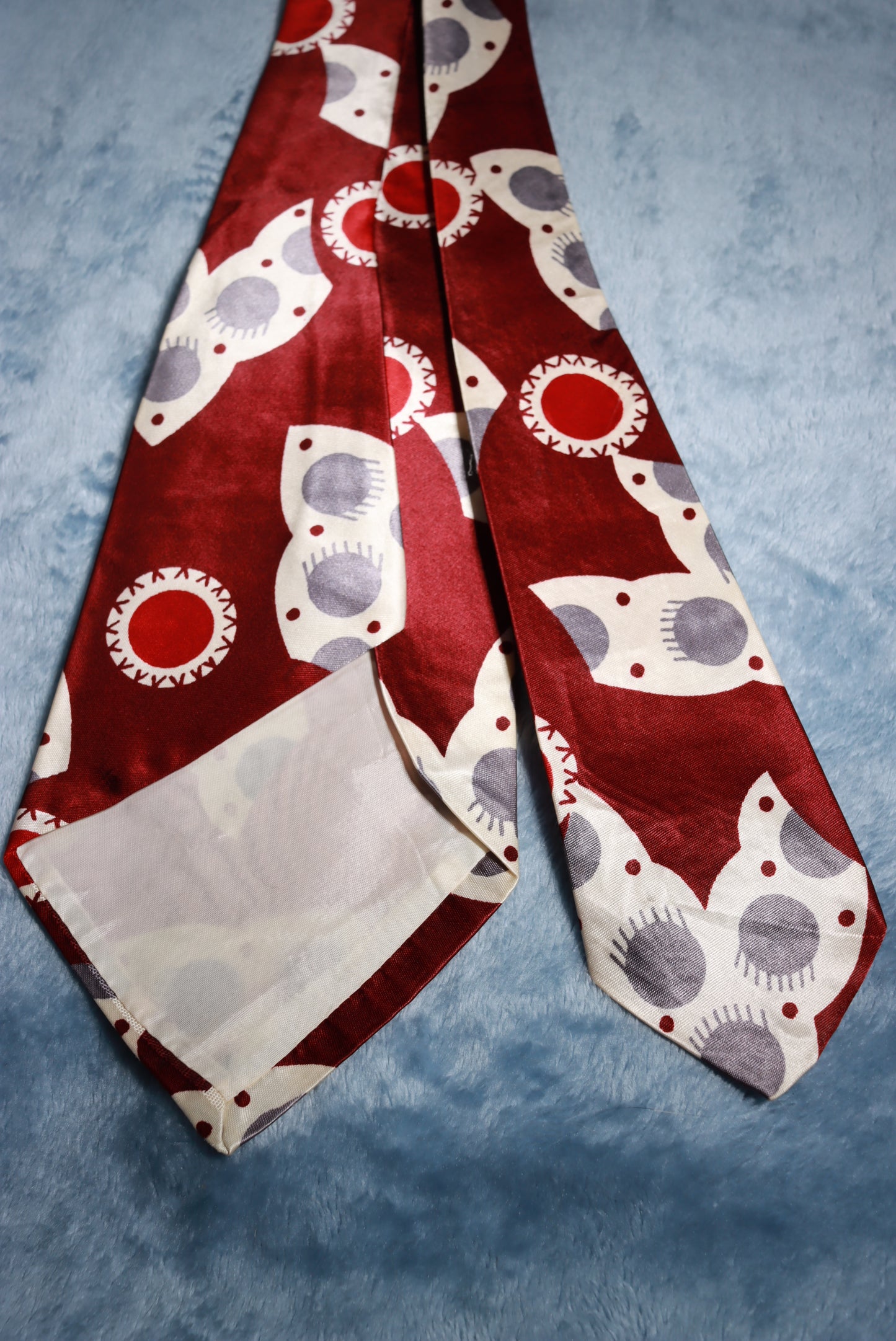 Fashion Craft Cravats Burgundy Circles Vintage Swing Tie 1940s/50s