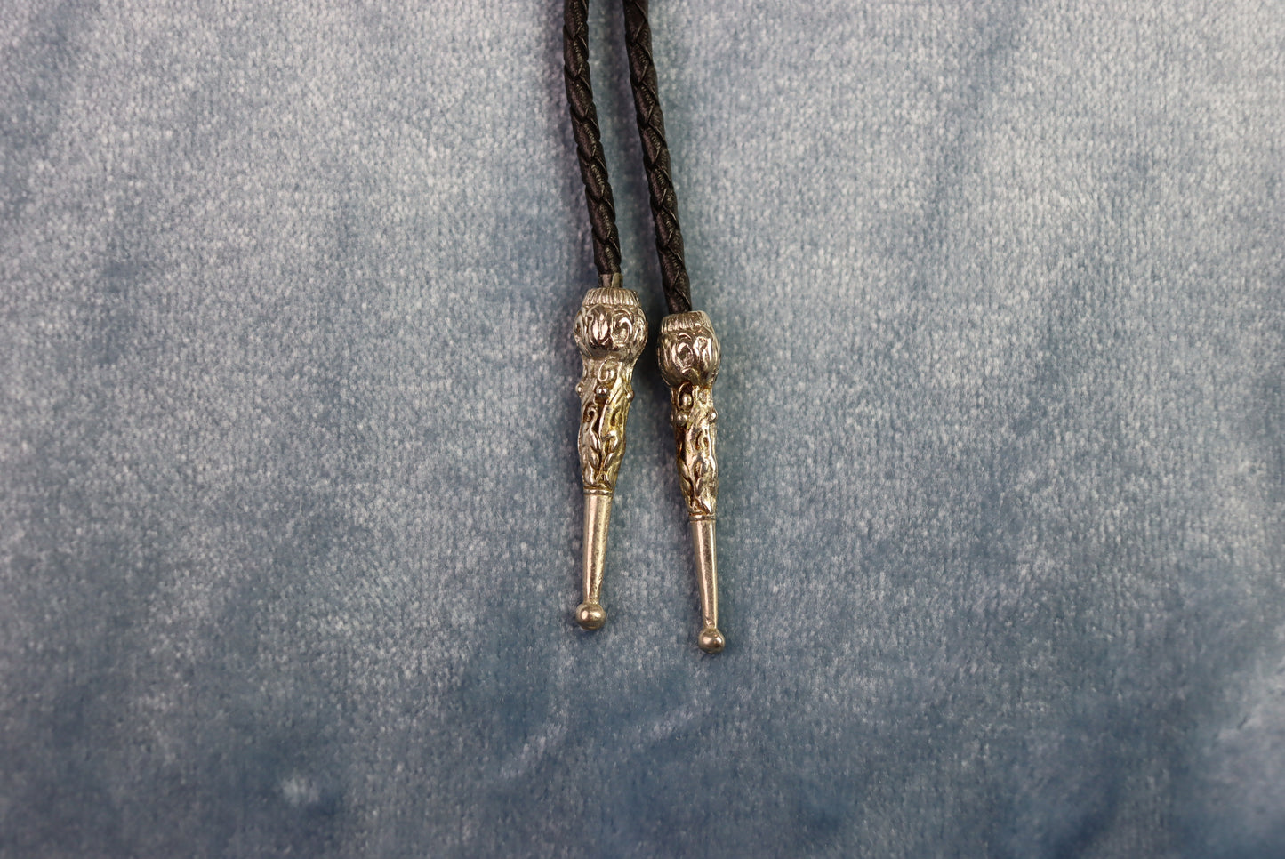 Vintage Elaborate Silver 5 cent and stones Bolo Western Tie