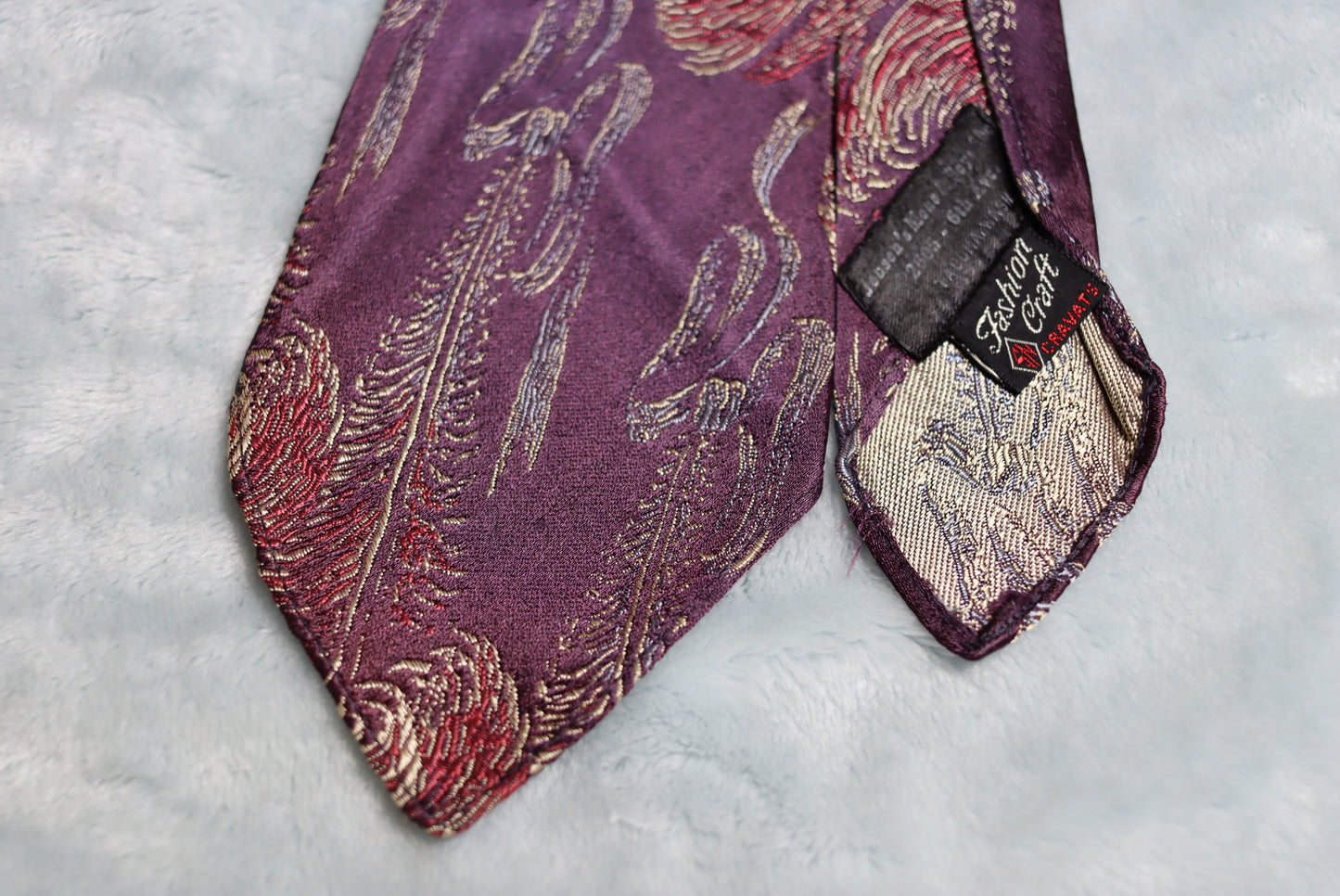 Vintage 1930s/40s Fashion Craft Cravats Purple Woven Pattern Swing Tie