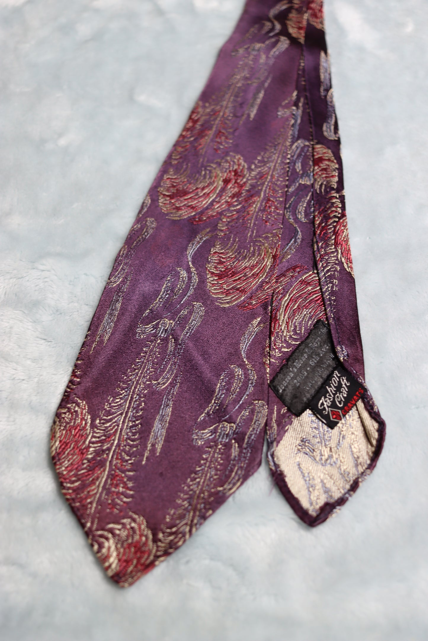 Vintage 1930s/40s Fashion Craft Cravats Purple Woven Pattern Swing Tie