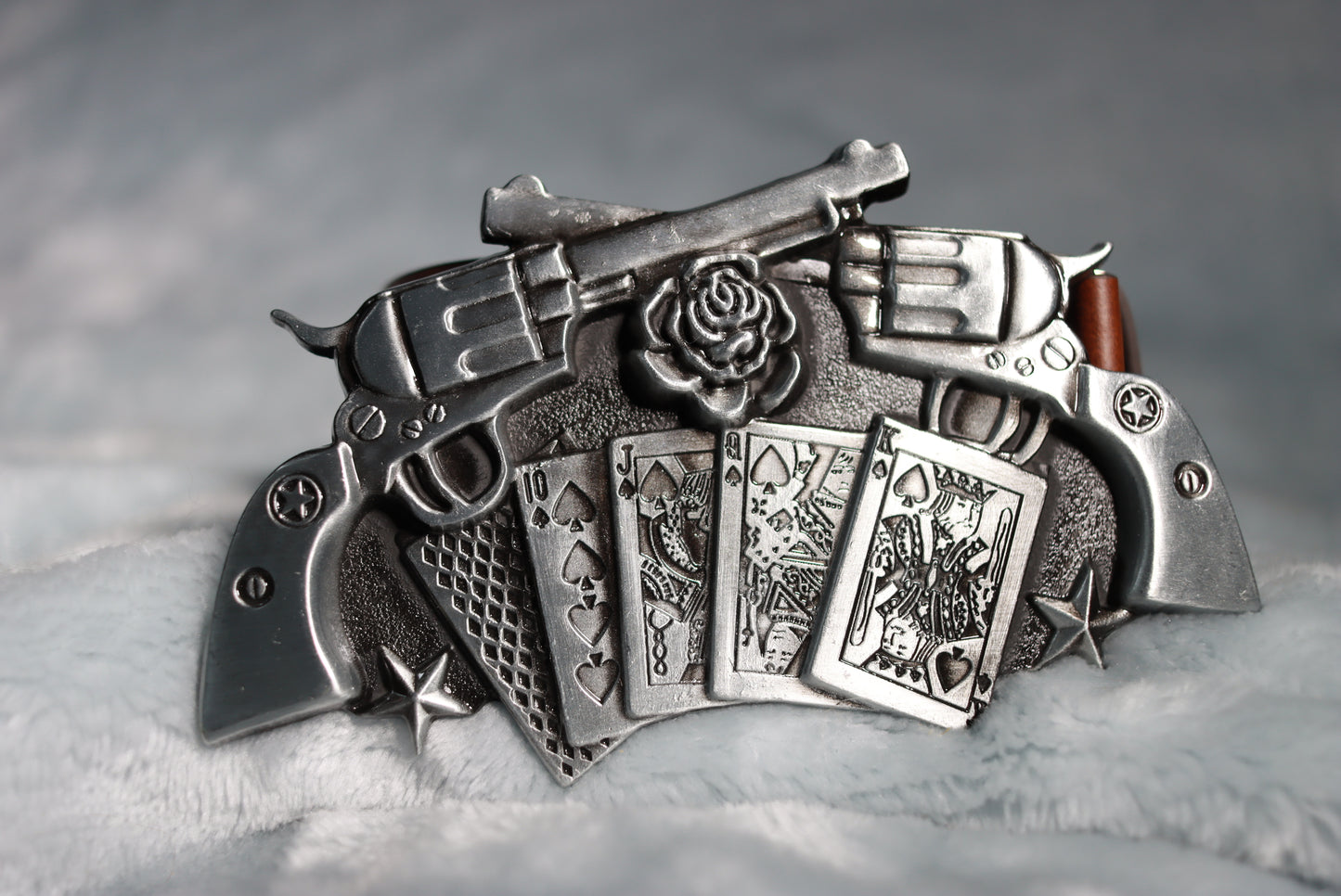 Large Metal Guns and Cards Western Cowboy Belt