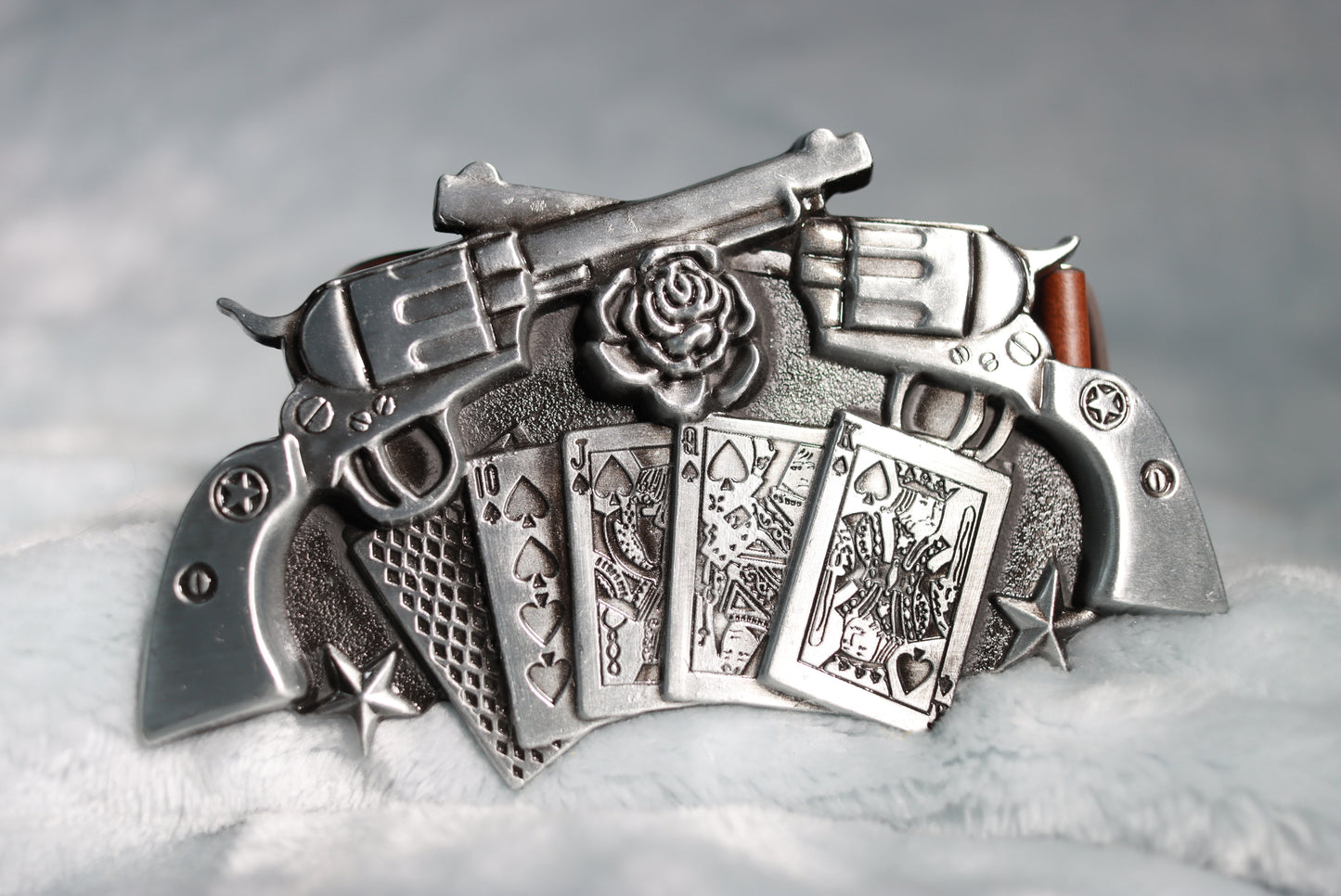 Large Metal Guns and Cards Western Cowboy Belt