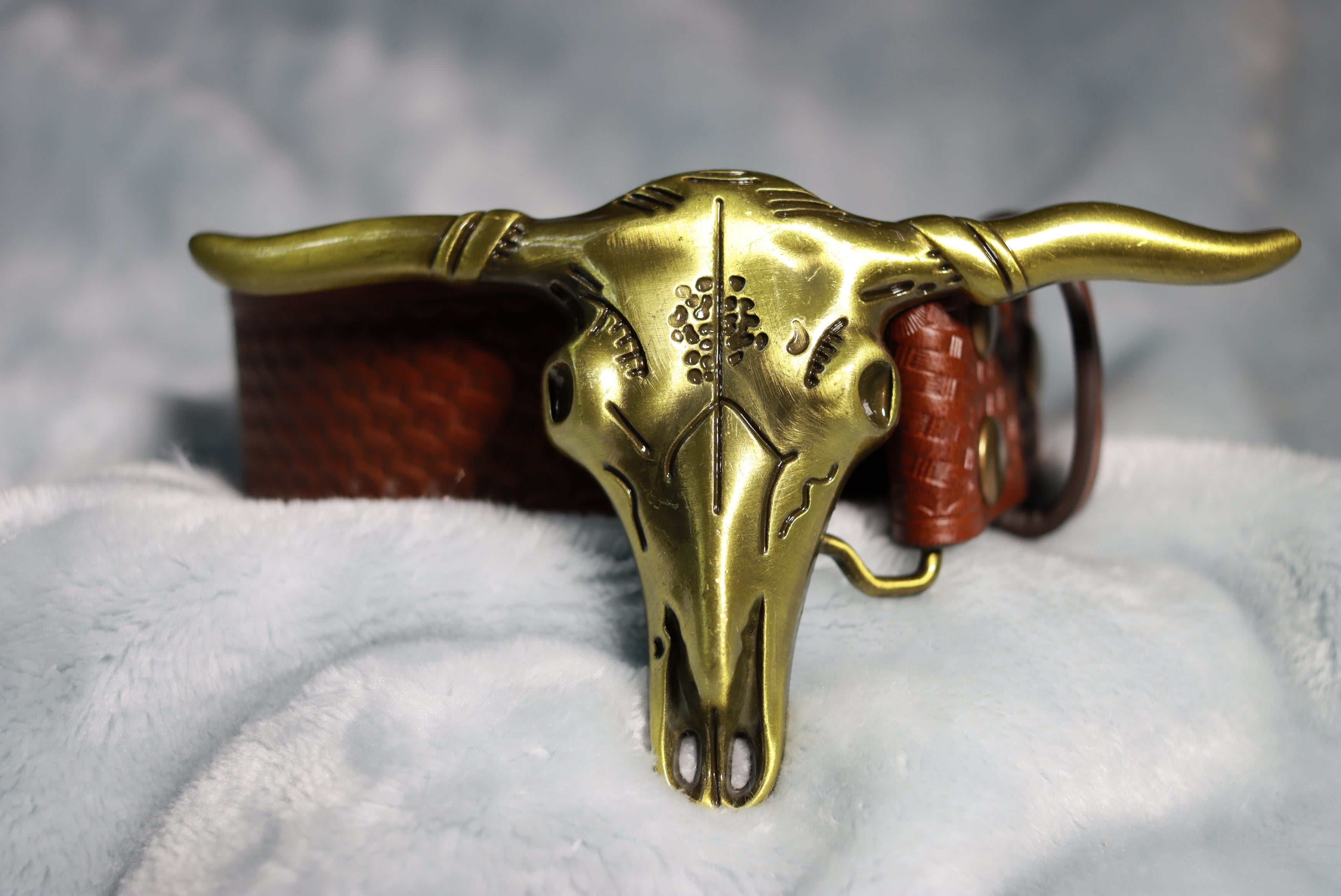 Solid Brass Longhorn Bull Head Steer Vintage Belt top Buckle