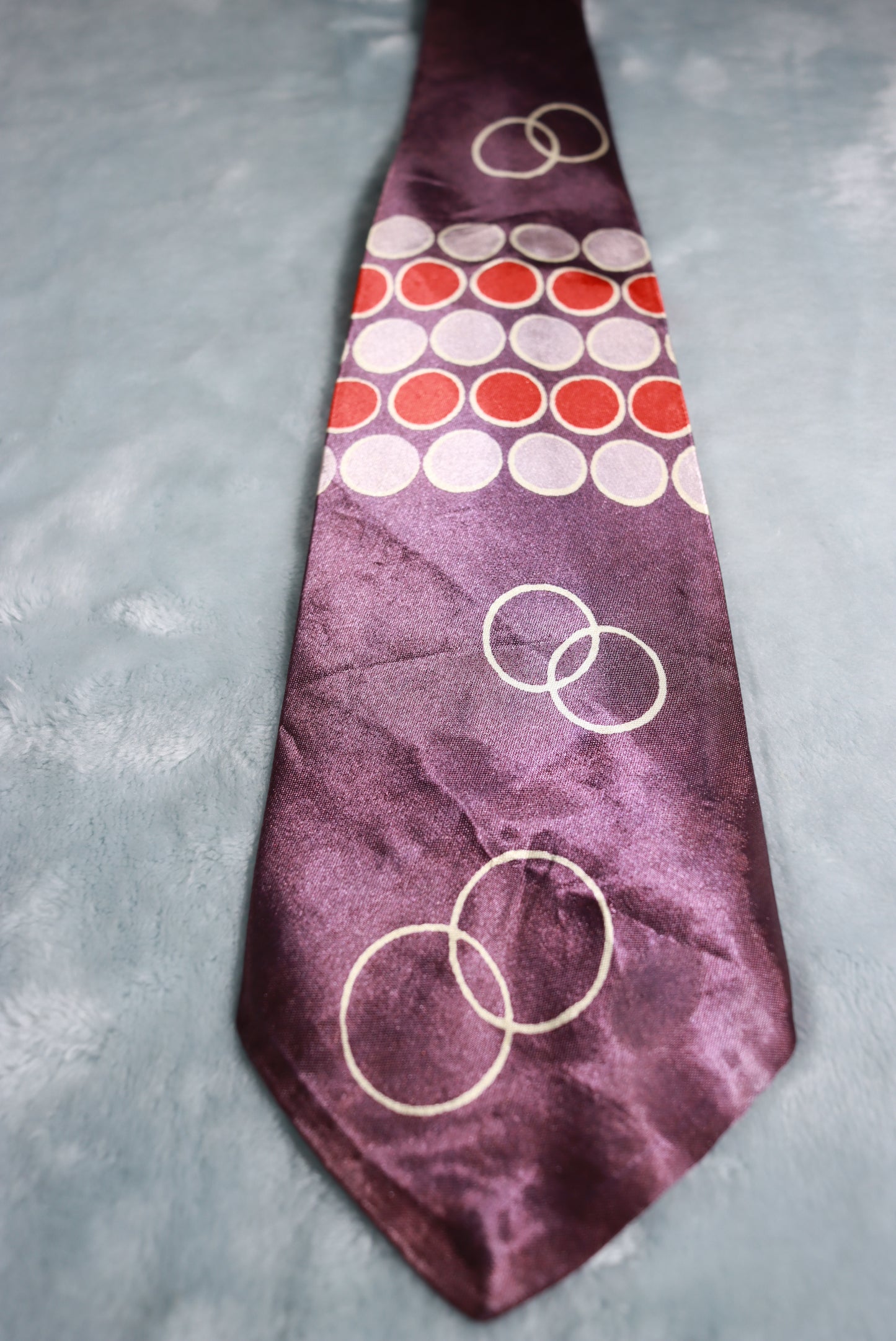 Vintage Purple Crosley Cravats Circles and Dots Swing Tie 1940s/50s