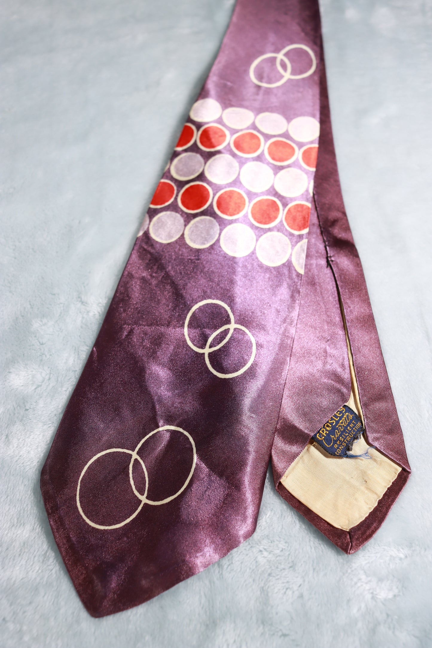 Vintage Purple Crosley Cravats Circles and Dots Swing Tie 1940s/50s