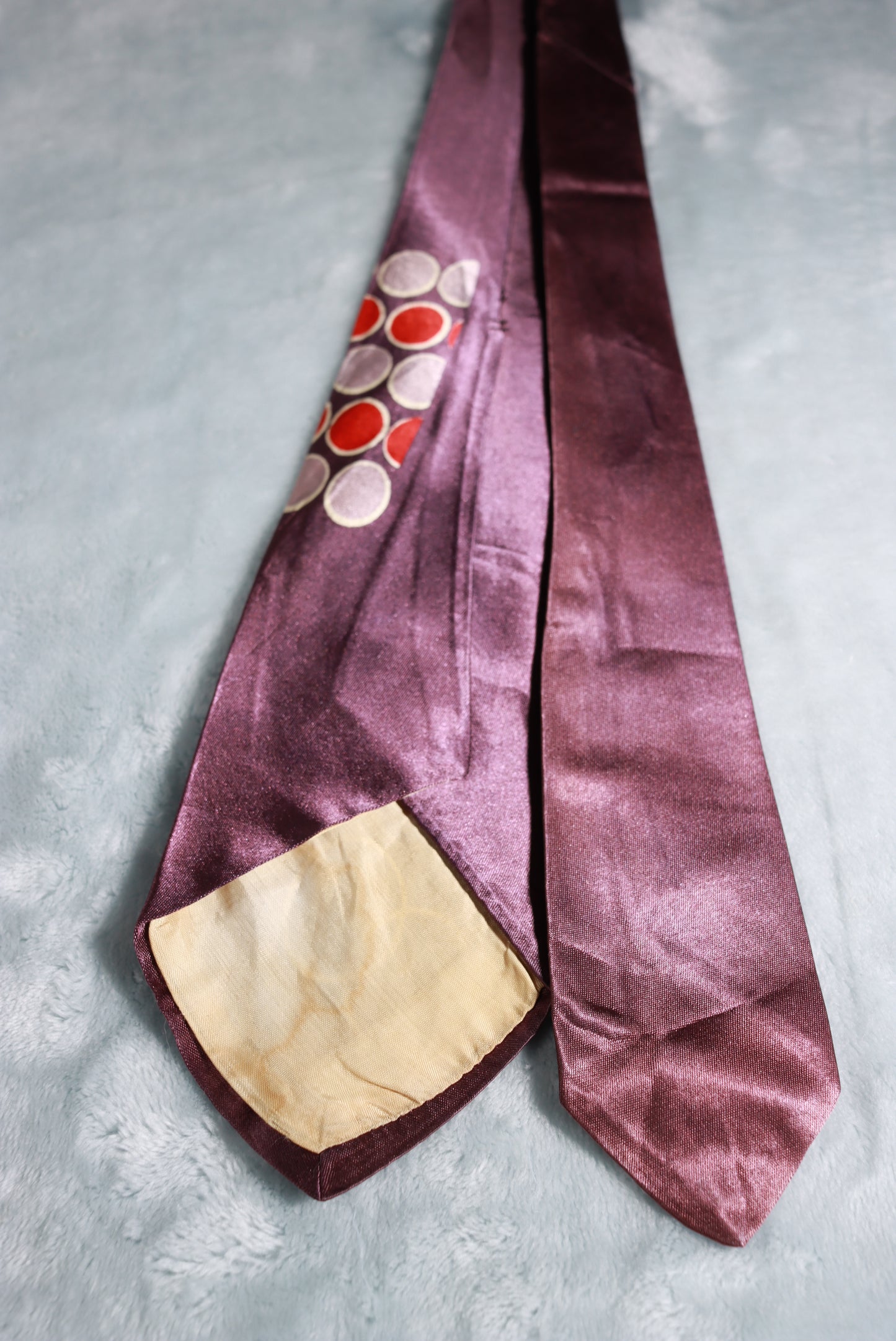 Vintage Purple Crosley Cravats Circles and Dots Swing Tie 1940s/50s