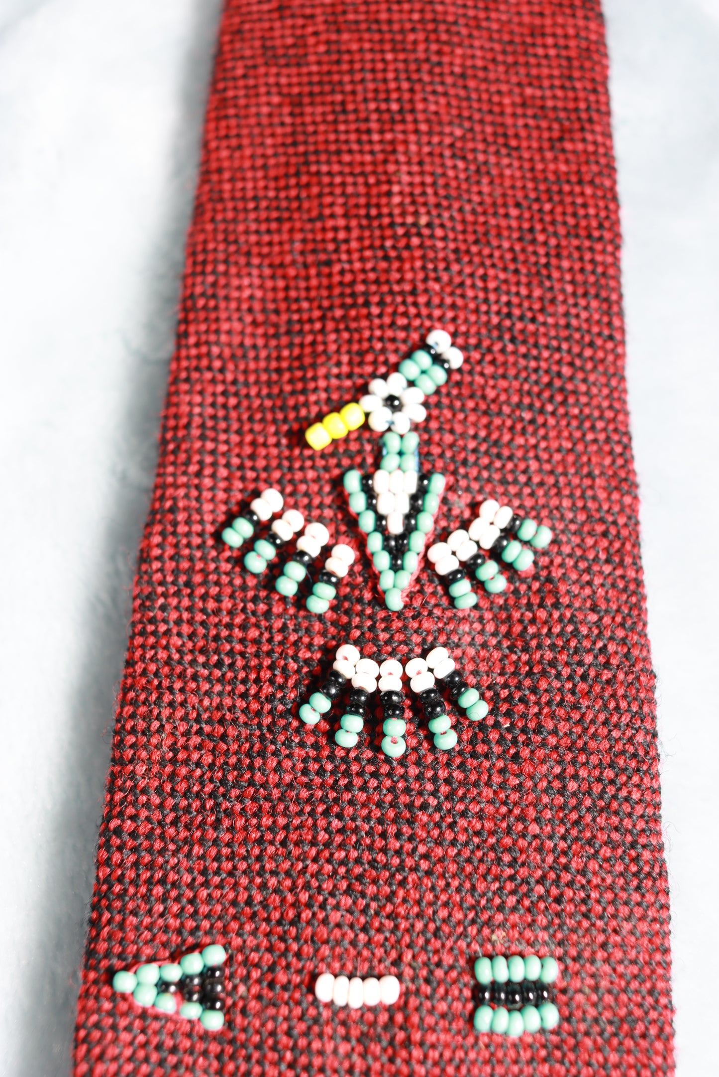 Vintage Red Black Woven Wool Indian Tie
