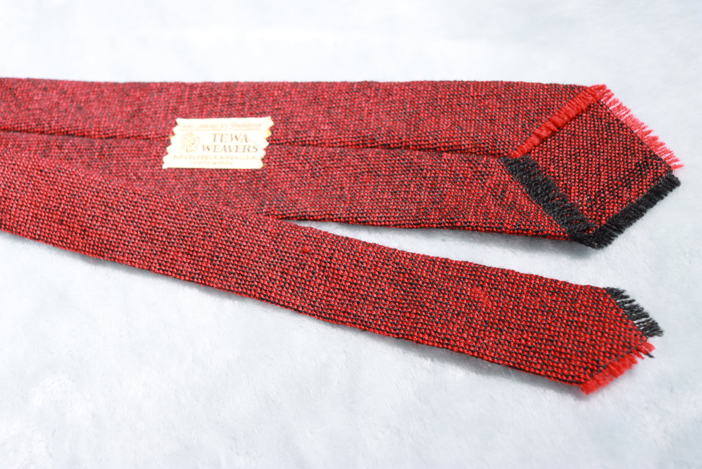 Vintage Red Black Woven Wool Indian Tie