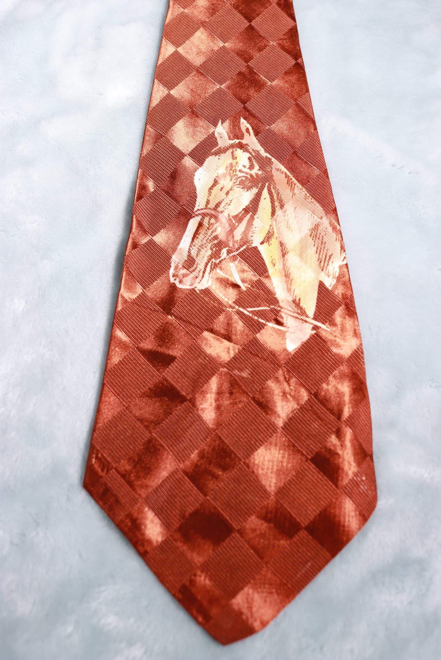 Vintage Hand Painted Horse Head Jacquard Swing Tie 1940s/50s