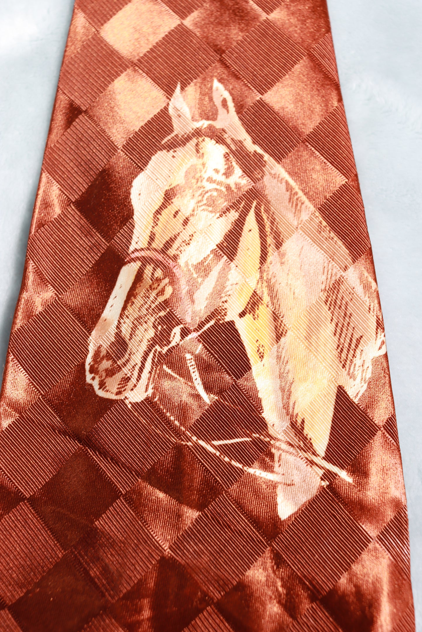 Vintage Hand Painted Horse Head Jacquard Swing Tie 1940s/50s