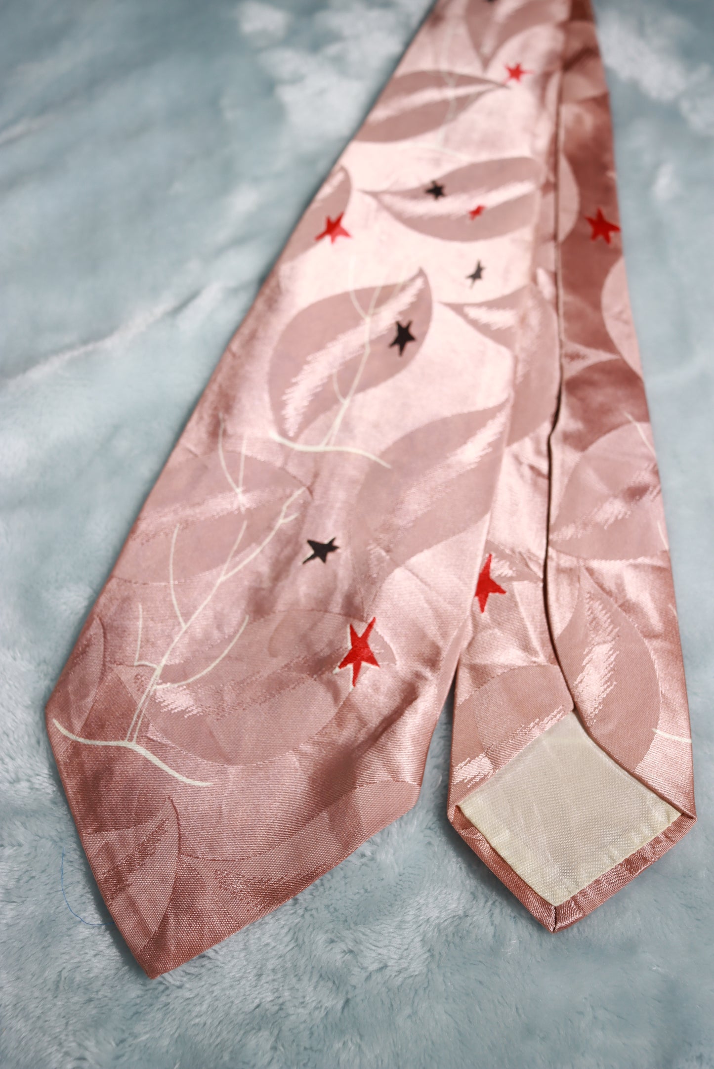 Vintage Beau Brummell Dusky Pink Stars Swing Tie 1940s/50s