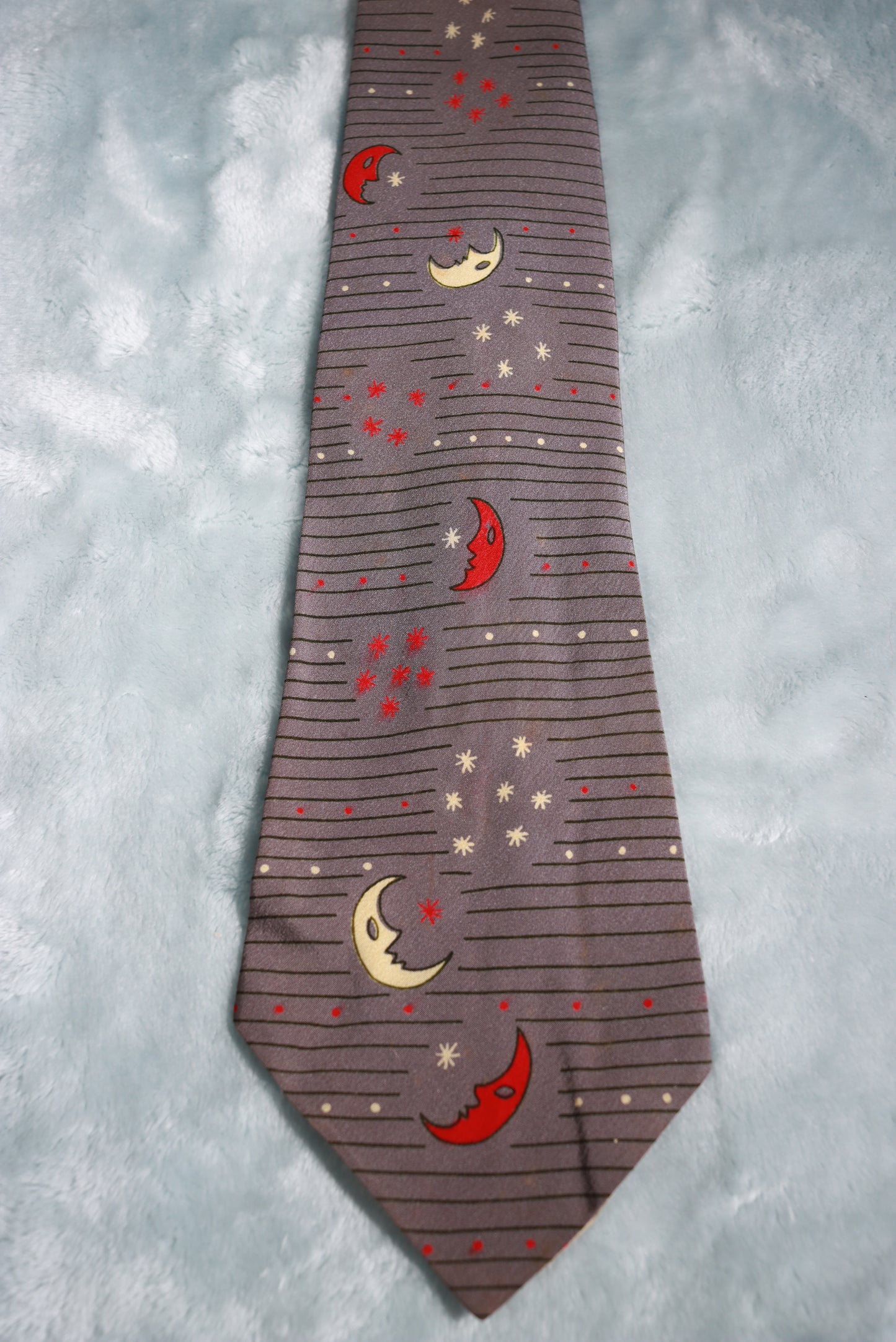 Vintage Moons and Stars Grey Tie