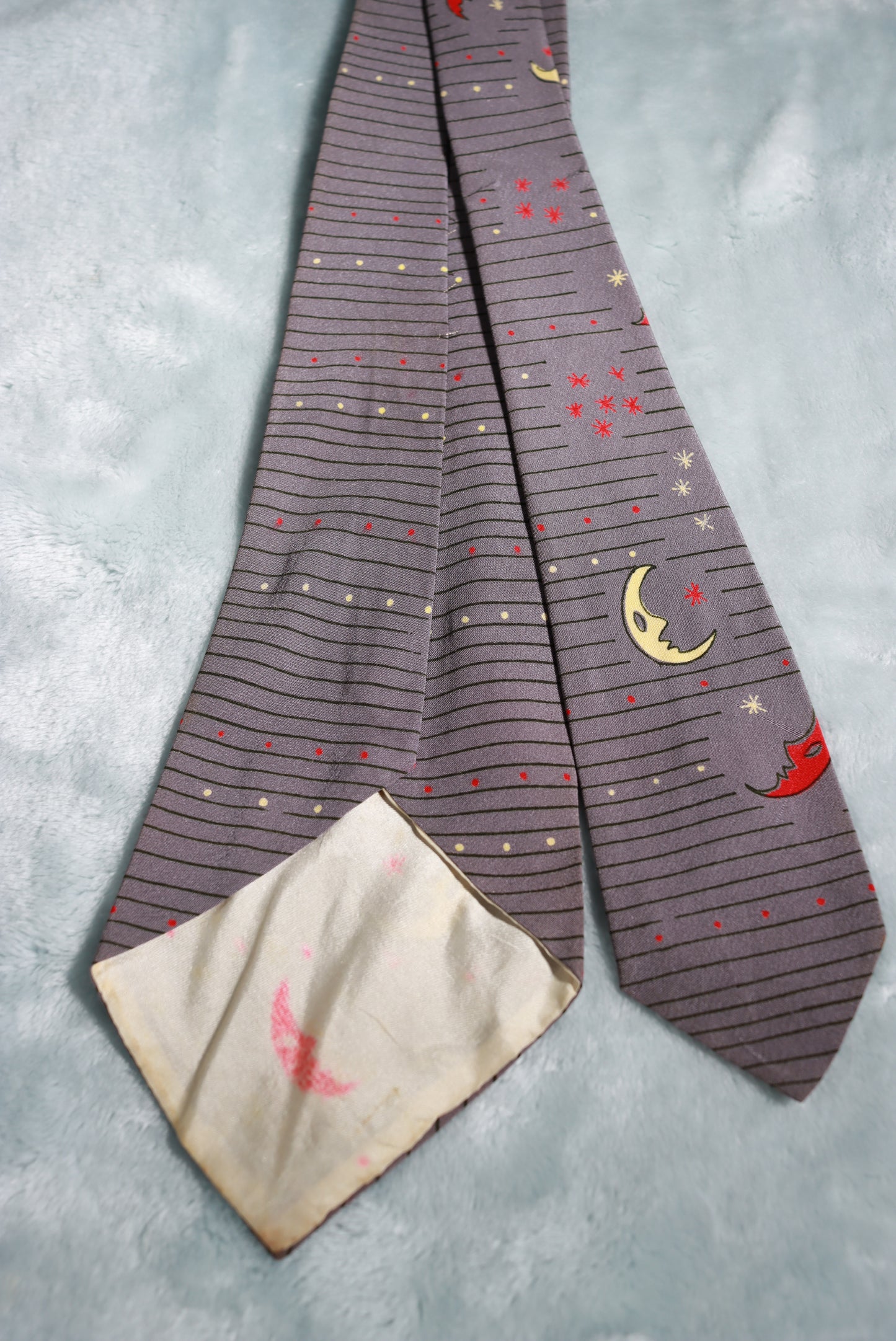 Vintage Moons and Stars Grey Tie