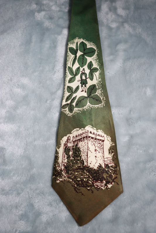 Vintage Cutter Cravat Irish Castle St Patrick's Day Tie