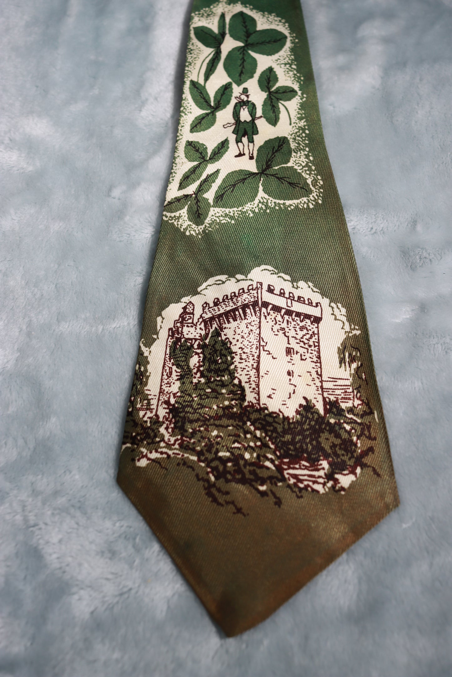 Vintage Cutter Cravat Irish Castle St Patrick's Day Tie