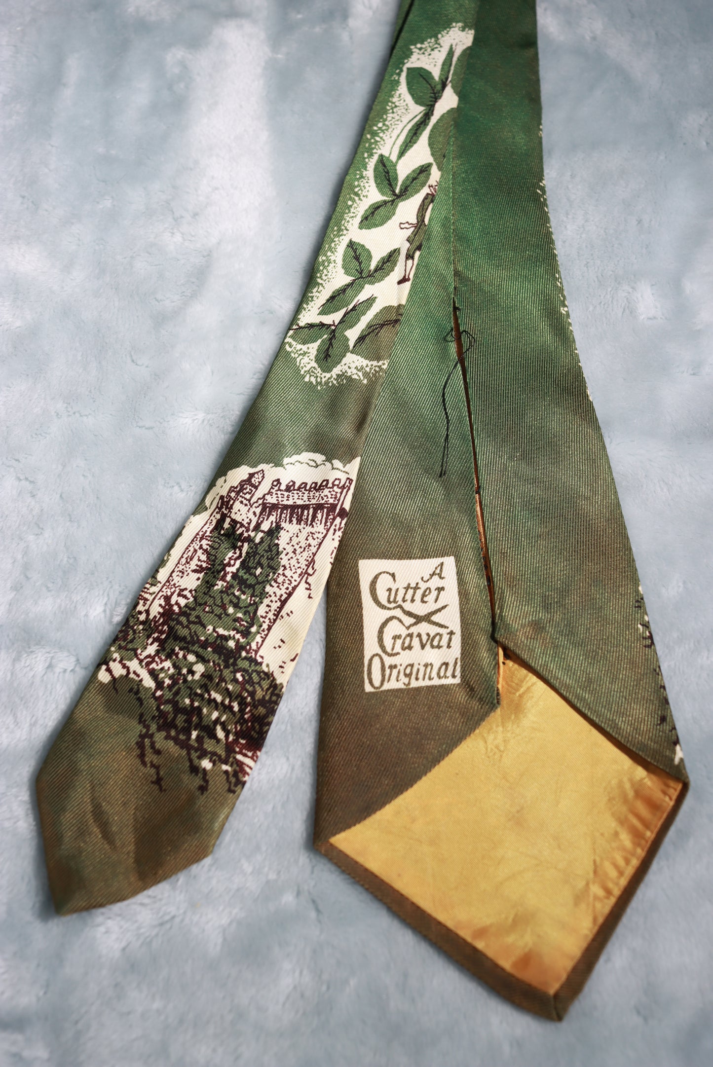 Vintage Cutter Cravat Irish Castle St Patrick's Day Tie