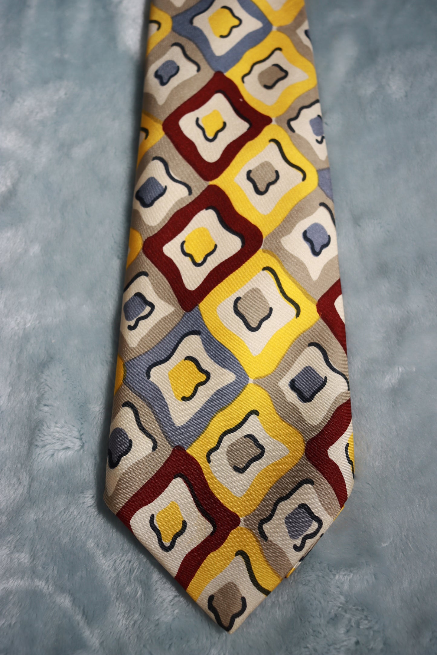 Vintage Wobbly Squares 100% Silk Tie