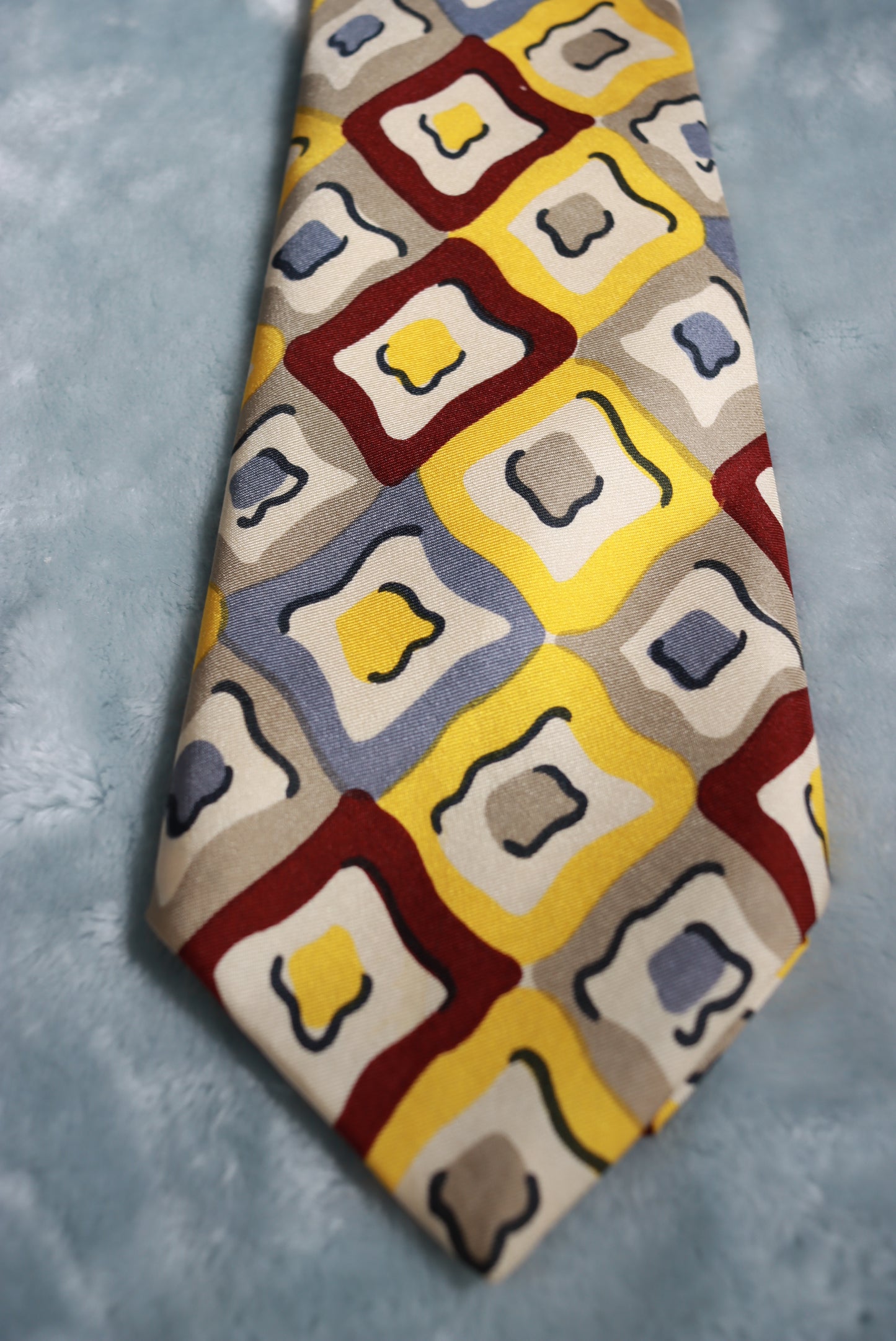 Vintage Wobbly Squares 100% Silk Tie