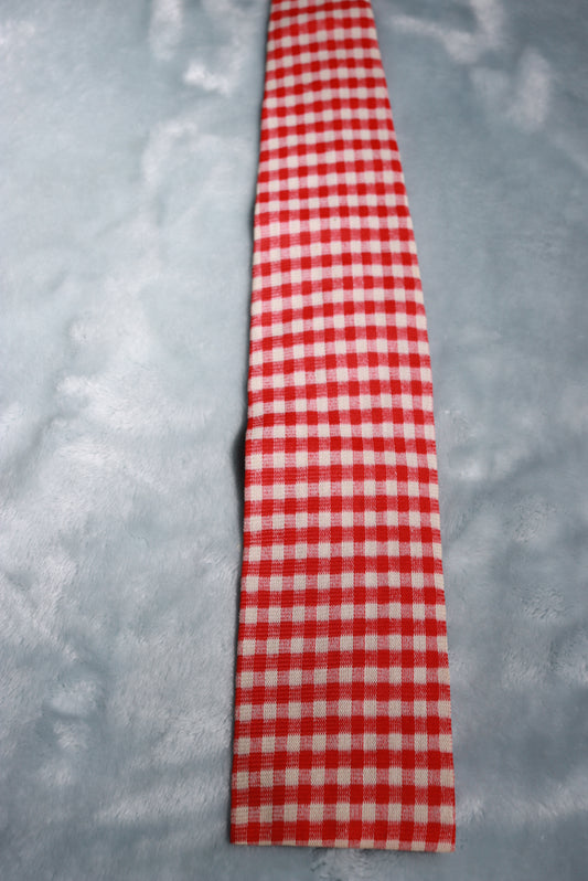 Vintage Tricot Cavalier Red Check Square End Tie 1960s/70s