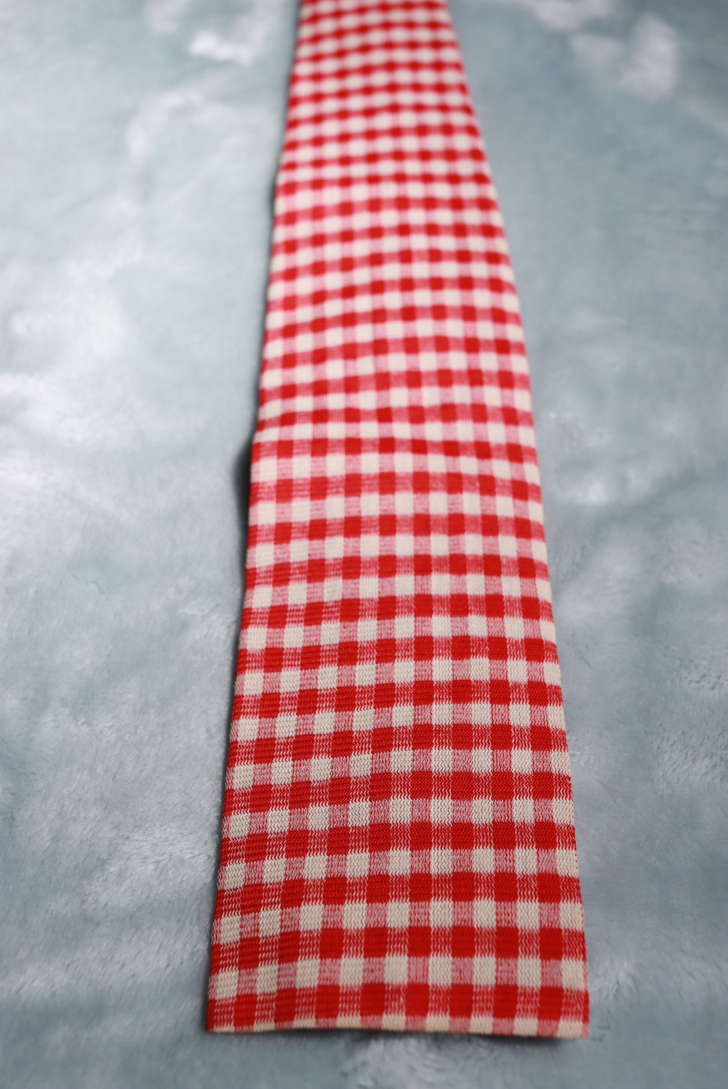 Vintage Tricot Cavalier Red Check Square End Tie 1960s/70s