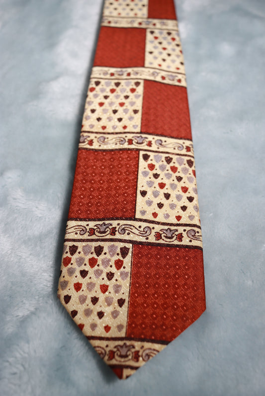 Vintage Repeating Shields Brown and Cream Tie