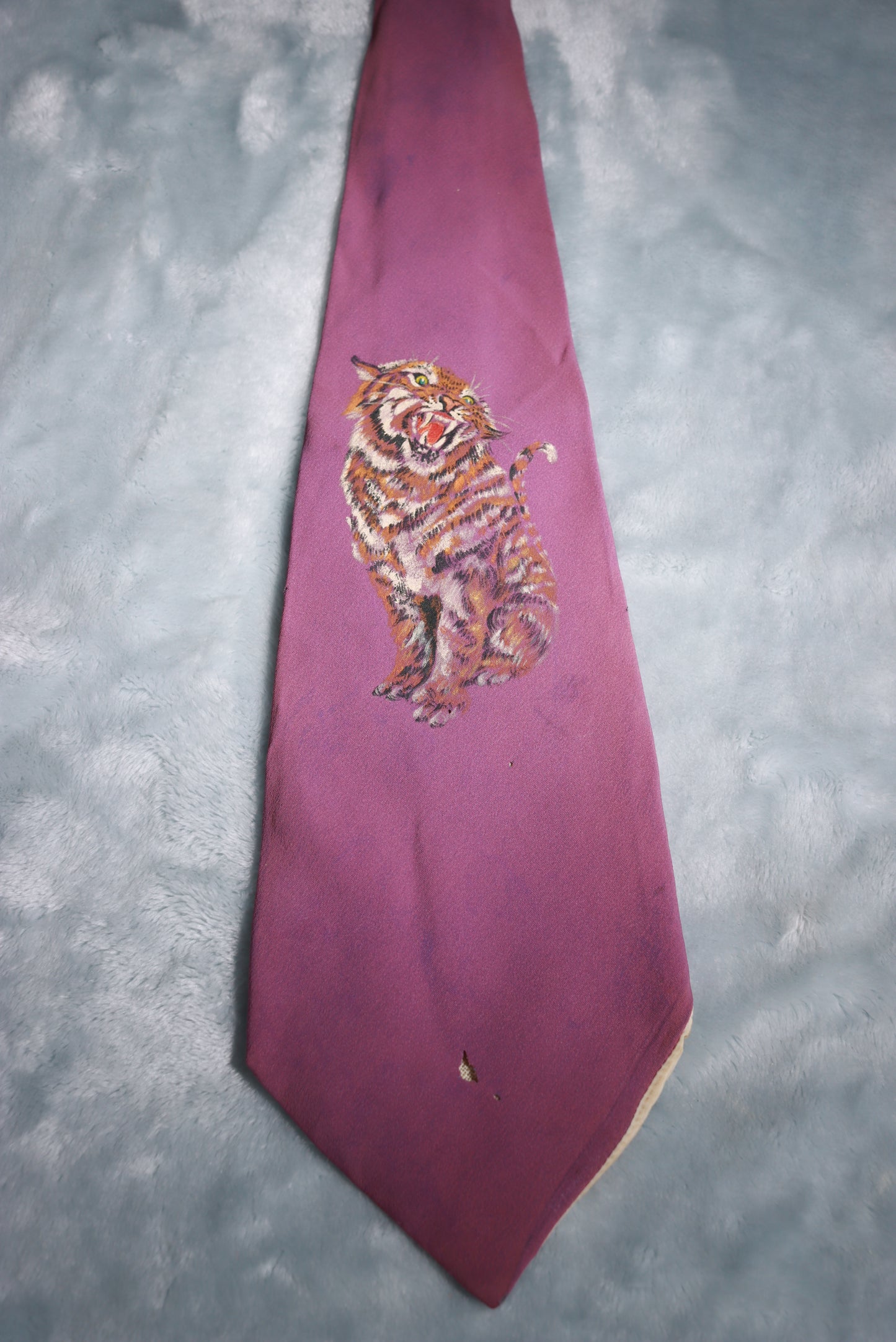 Vintage Hand Painted Wild Cat Swing Tie 1950s/60s