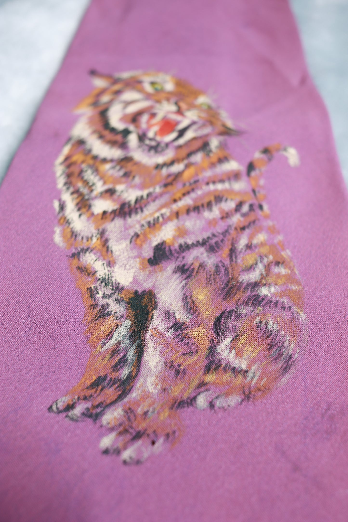 Vintage Hand Painted Wild Cat Swing Tie 1950s/60s