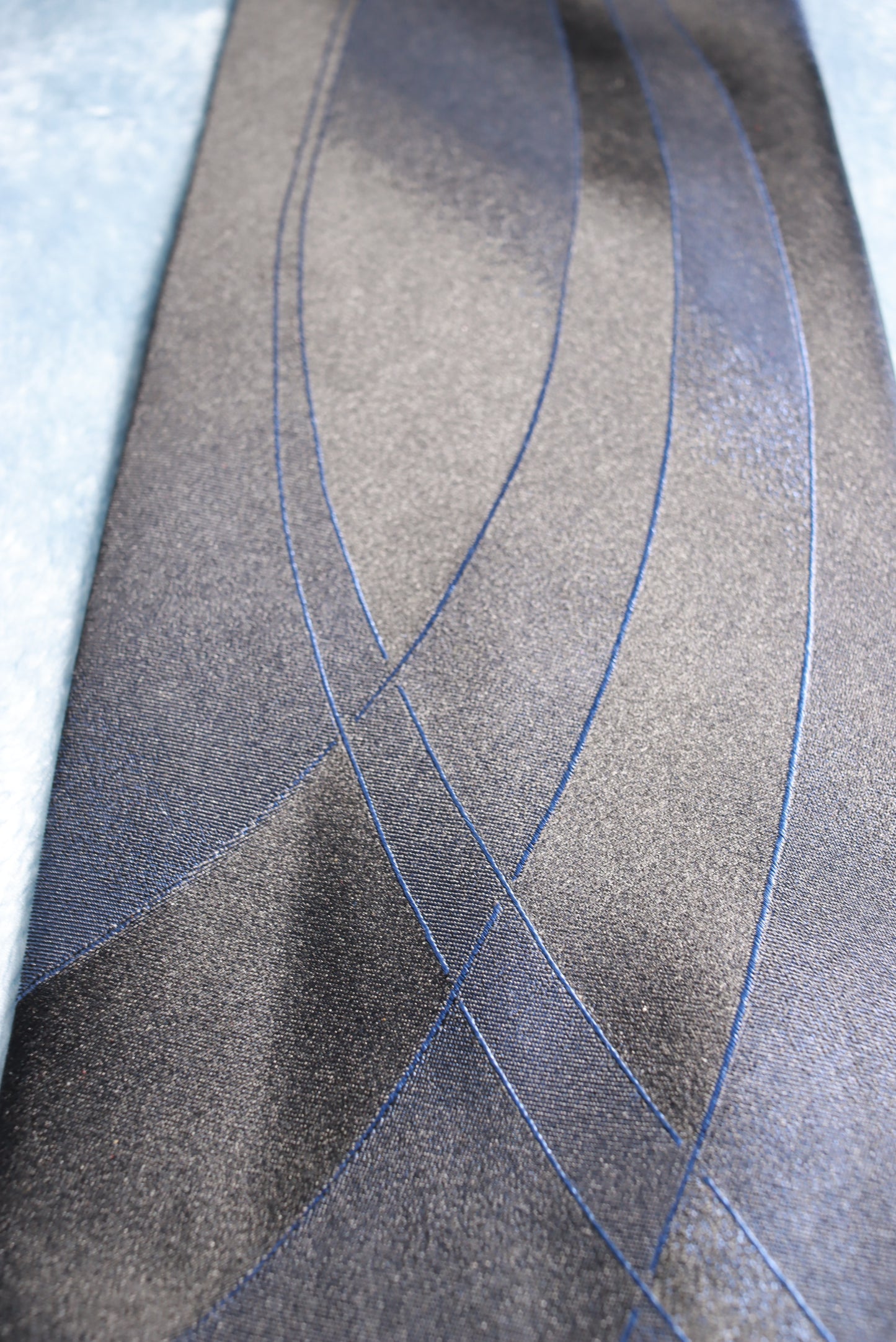 Vintage J Ferrar All Silk Black and Dark Blue Smart Tie