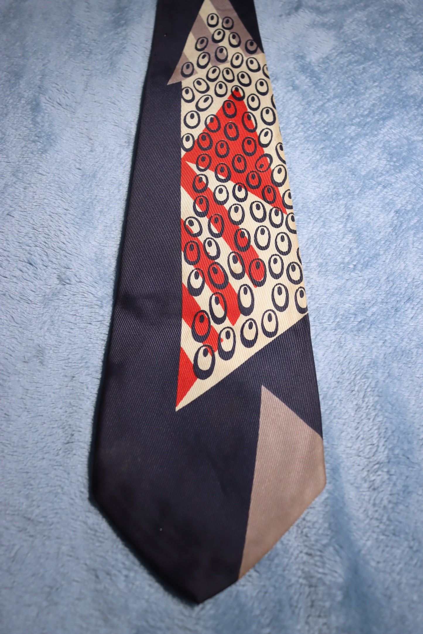 Arrow Navy Cream Red Grey Vintage Swing Tie 1940s/50s