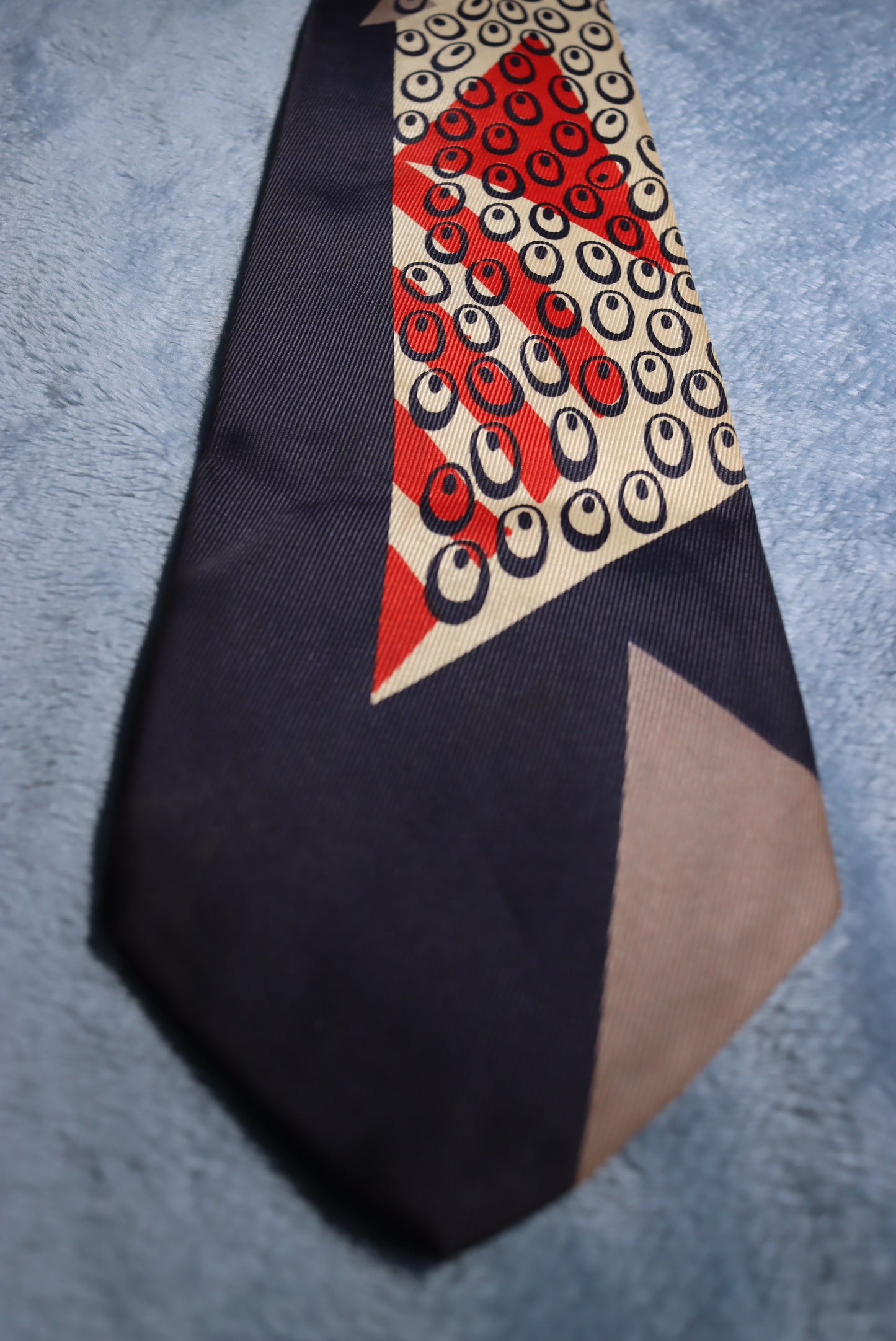 Arrow Navy Cream Red Grey Vintage Swing Tie 1940s/50s