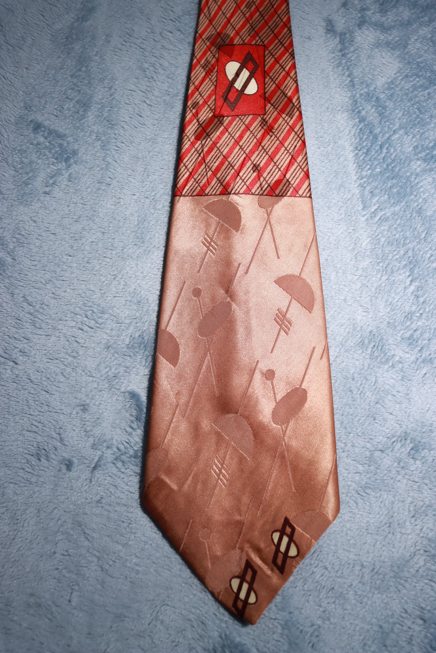 Arrow Dusky Pink Art Deco Jacquard Vintage Tie