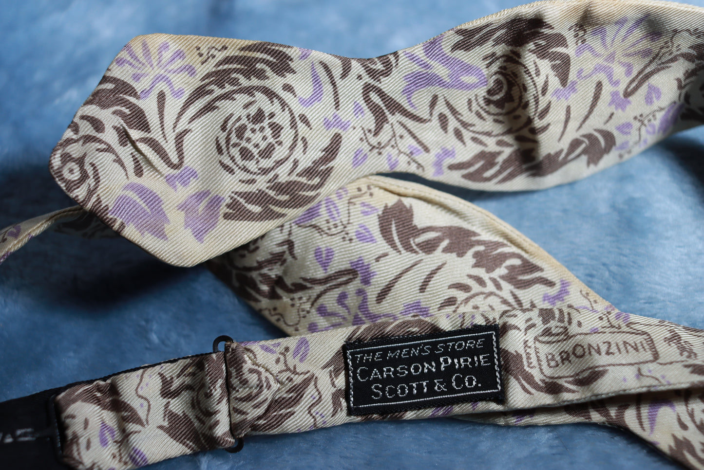Vintage Bronzini Thistle Cream Pattern Bow Tie
