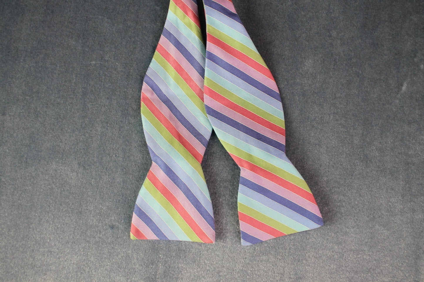 Vintage Beau Ties LTD 100% silk self tie thistle end pastel striped bow tie